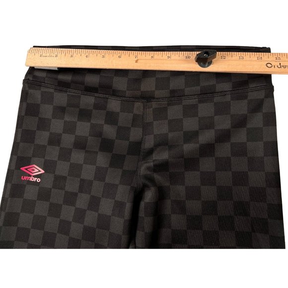 UMBRO Pants Jr. Women's Checkered Straight Leg Yoga Capri Stretch Black Gray XL - Picture 6 of 13